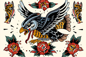 make you a traditional old school tattoo style design