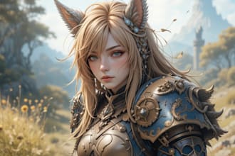 make a digital watercolor ffxiv character art or furry