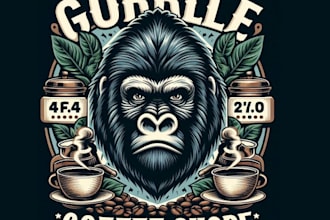 design retro t shirt gorilla coffee shop logo