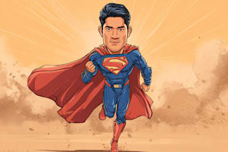 design premium superhero caricature character