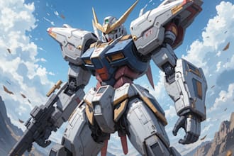 do anime style mecha robot illustrations