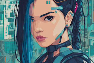 make portrait illustration with cyberpunk anime style