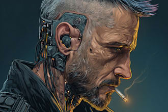 draw cyberpunk character illustration for commercial use