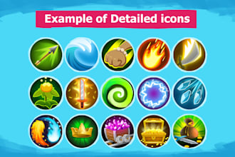 do professional game icons, badges, achievements, no ai