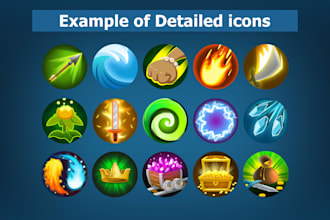 do professional 2d game icons, badges, achievements, no ai