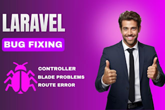fix laravel bugs, errors, and route or controller issues