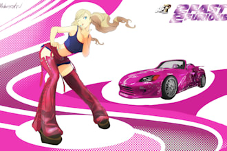 draw retro anime style character art with y2k punk frutiger and tokyo drift vibe