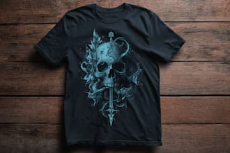make dark art, horror or skull illustration tshirt design