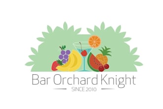 do unique cocktail fruit themed logo for bar orchard knight