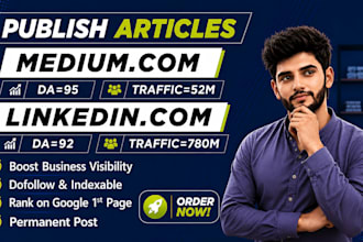 write and publish article on medium,com and linkedin,com as premium guest post