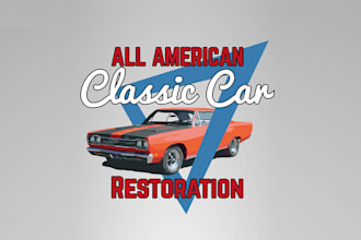 create glamorous perfect a logo for classic car restoration