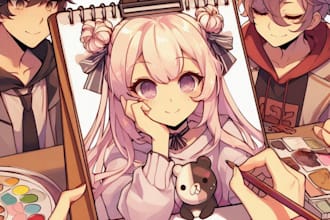 draw your oc or portraits in a cute anime semirealist art