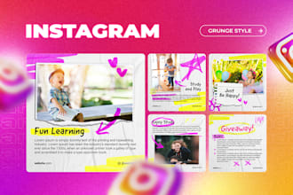design cute grunge social media post or banner ads design