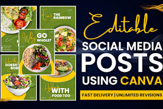 design pro social media posts, instagram grids and canva templates
