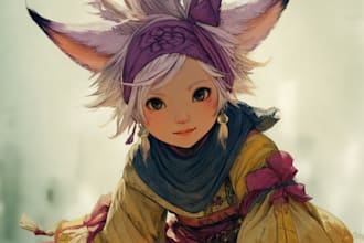 make a digital watercolor ffxiv character art or furry