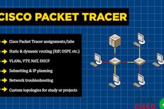 help you with cisco packet tracer, networking labs, and topologies