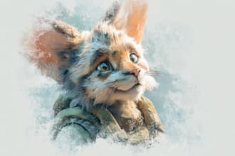 make a digital watercolor character art or furry for you