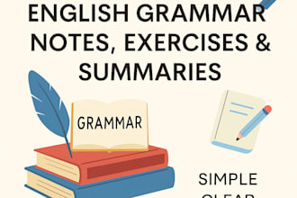 create english grammar notes summaries and exercises for students