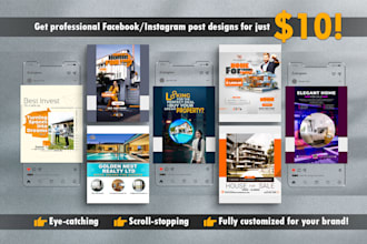 design professional real estate posts for facebook and instagram