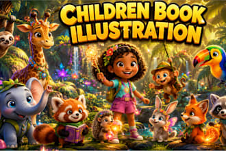 do children story book illustration, children story book illustration
