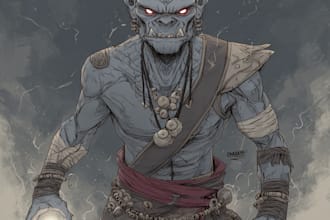 do a creepy and dark horror art illustration