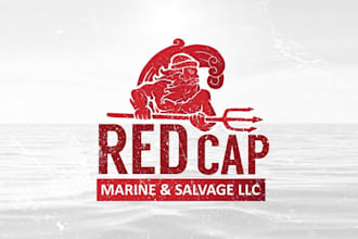 design professional red cap marine salvage logo