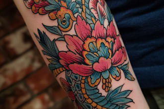 draw custom tattoo design,anime sleeve tattoo design