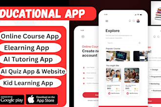 develop educational app, elearning app, ai tutoring app, online course app