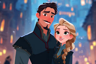 draw you cartoon portrait in disney style art