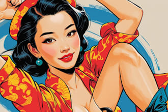 pin up girl and pin up girl illustration
