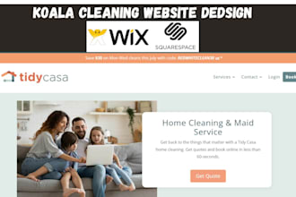 design wix squarespace landing page koala booking cleaning service website store