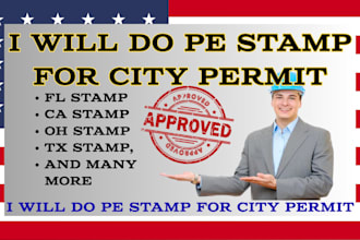 provide permit drawings, architectural stamp for USA oh,cl,fl,ok,tx,cl