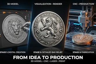 sculpt 3d coin model bas relief medallion cnc carving laser engraving 3d print