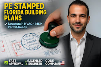 do licensed engineer pe stamp, beam, hvac, building permit for florida and USA