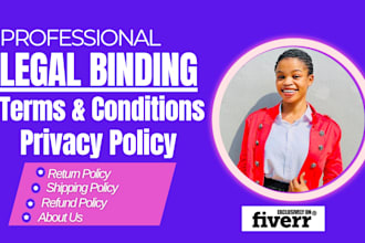 write legal contract terms and conditions of services privacy return policy nda