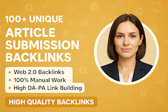 do article submission manually on high da website and high authority backlink
