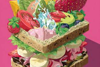 draw a illustration of food pop art