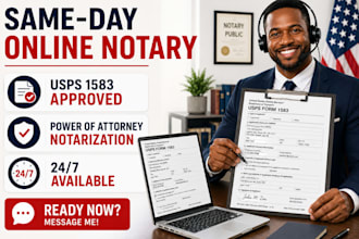 notarize usps form 1583 online now same day public notary power of attorney