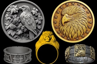 sculpt bas relief 3d model for pendant coin ring  or medallion cnc in stl zbrush