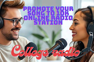 promote your music to 6k UK, US canada college radio, radio stations