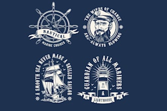 create vintage ship nautical logo for your business