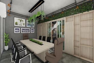 restructure bpo office interior, 3d design, cgi rendering, layout, model, house