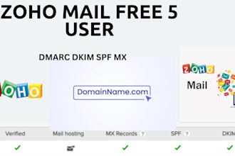 set up zoho mail with domain, spf dkim dmarc and dns records