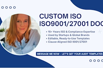 create iso 9001, 27001 sops, policies and audit ready documentation
