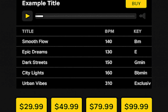 design a professional artist or beat selling website that looks industry ready