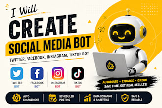 develop social media, bot twitter bot, tiktok bot, instagram bot, youtube bot