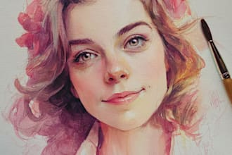 paint cute watercolor portrait
