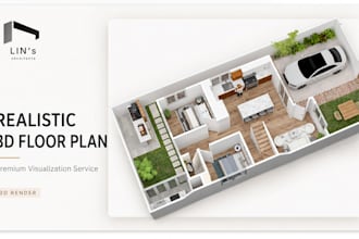 convert your 2d floor plan into a realistic 3d floor plan