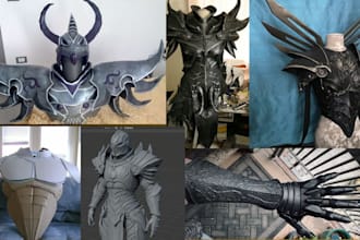 sculpt 3d cosplay armor, 3d helmet, 3d weapon, knight armor for 3d printing