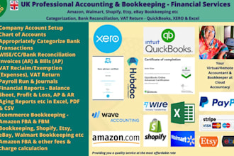do UK bookkeeping, categorization, bank reconciliation, vat return, profit loss